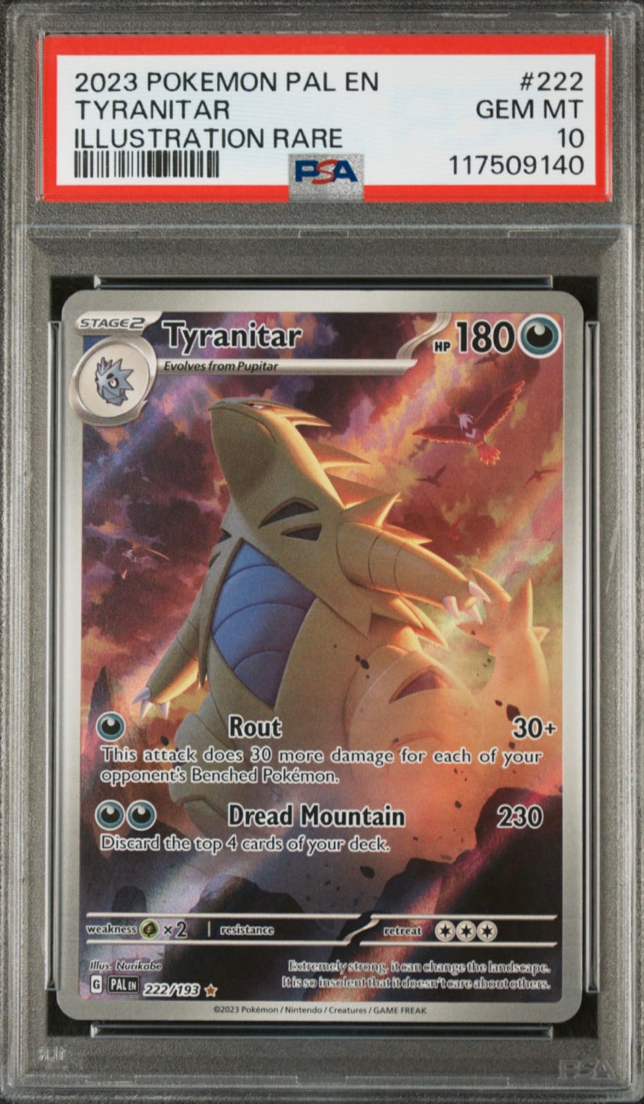 2023 POKEMON PAL EN TYRANITAR GEM MT 10 ILLUSTRATION RARE
