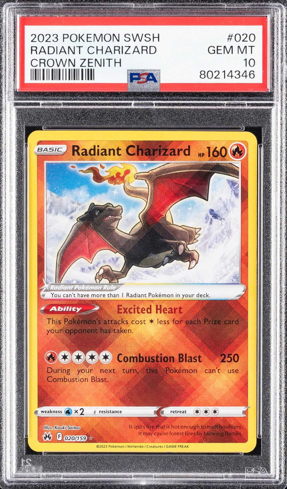2023 POKEMON SWSH RADIANT CHARIZARD GEM MT 10 CROWN ZENITH